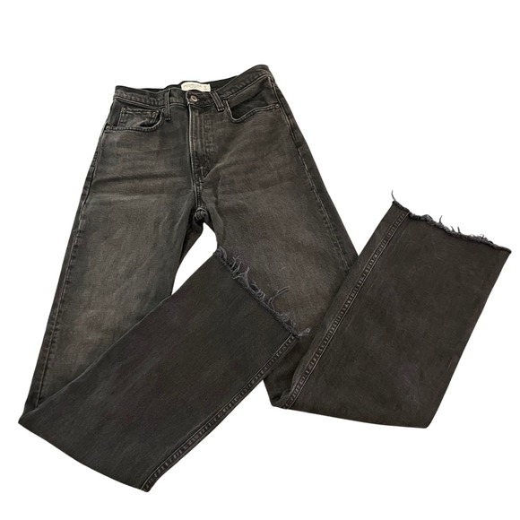 Abercrombie & Fitch The 90s Relaxed Jean High Rise Black Wash Denim Womens 26L - Picture 1 of 9